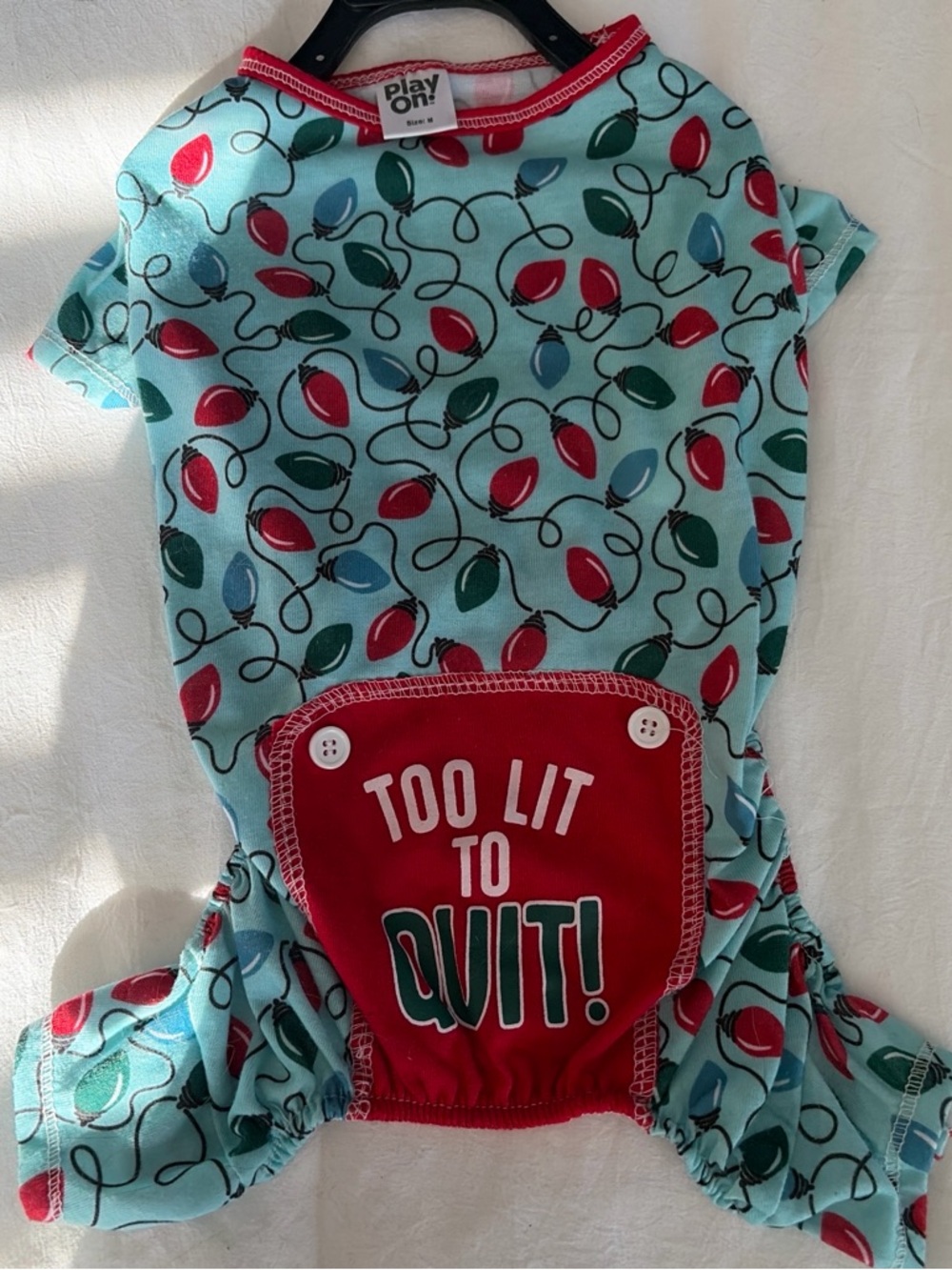 Too Lit to Quit! Light Blue Holiday Dog Pajamas